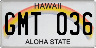 HI license plate GMT036