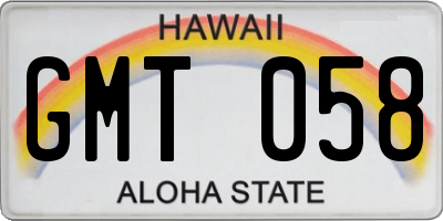 HI license plate GMT058