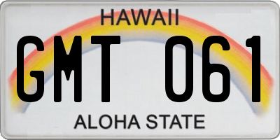 HI license plate GMT061