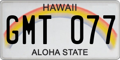 HI license plate GMT077