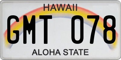 HI license plate GMT078