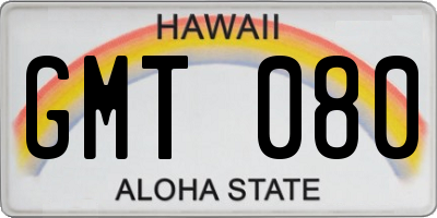 HI license plate GMT080