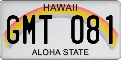 HI license plate GMT081