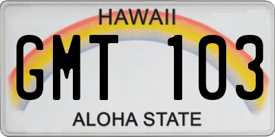 HI license plate GMT103
