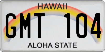 HI license plate GMT104