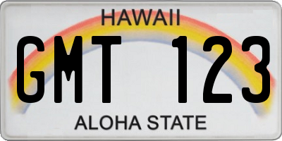 HI license plate GMT123