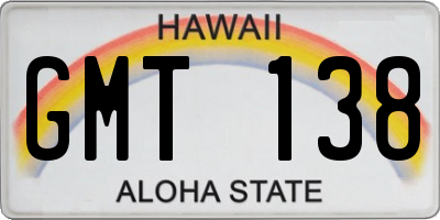 HI license plate GMT138