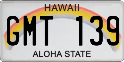 HI license plate GMT139