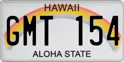 HI license plate GMT154