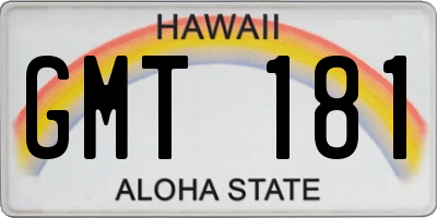 HI license plate GMT181