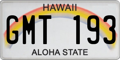 HI license plate GMT193