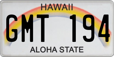 HI license plate GMT194