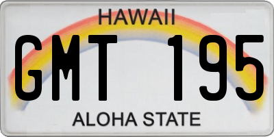 HI license plate GMT195