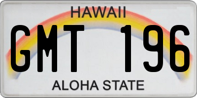 HI license plate GMT196