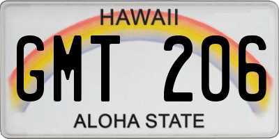HI license plate GMT206