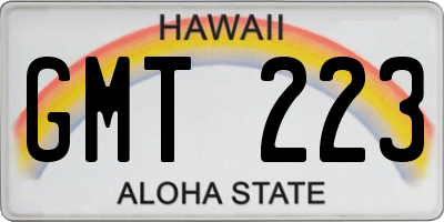 HI license plate GMT223