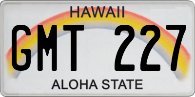 HI license plate GMT227