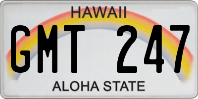 HI license plate GMT247