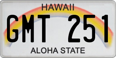 HI license plate GMT251
