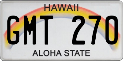 HI license plate GMT270