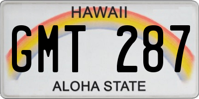 HI license plate GMT287