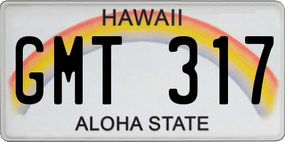 HI license plate GMT317