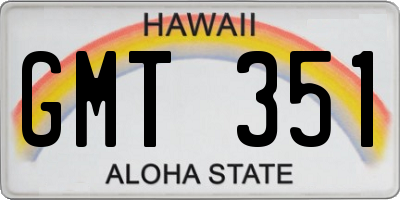 HI license plate GMT351