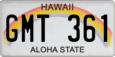 HI license plate GMT361