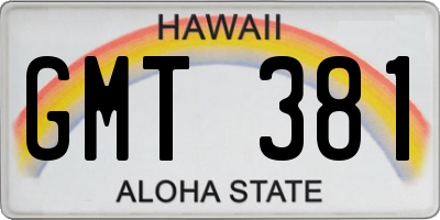 HI license plate GMT381