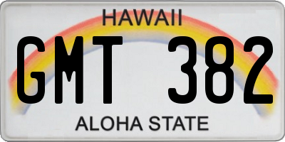 HI license plate GMT382