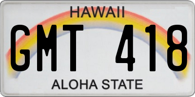 HI license plate GMT418