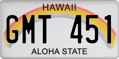 HI license plate GMT451
