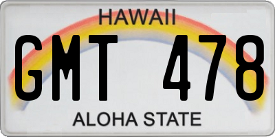 HI license plate GMT478