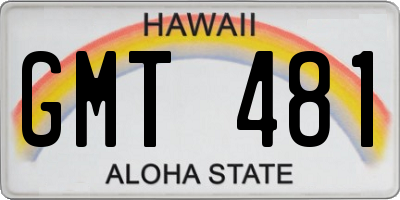 HI license plate GMT481
