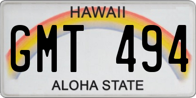 HI license plate GMT494