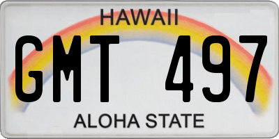 HI license plate GMT497