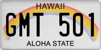 HI license plate GMT501