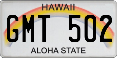 HI license plate GMT502