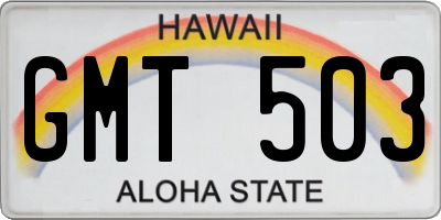 HI license plate GMT503