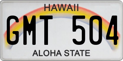 HI license plate GMT504