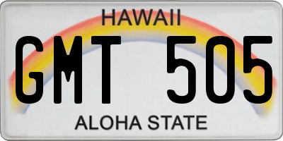 HI license plate GMT505
