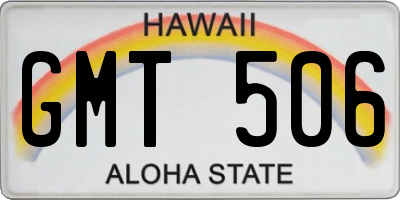 HI license plate GMT506