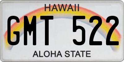 HI license plate GMT522