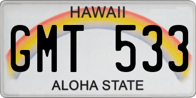 HI license plate GMT533