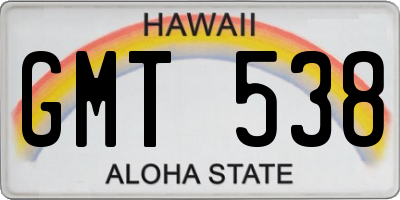 HI license plate GMT538