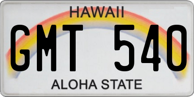 HI license plate GMT540