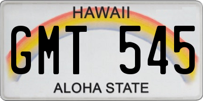 HI license plate GMT545