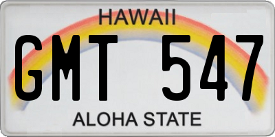 HI license plate GMT547