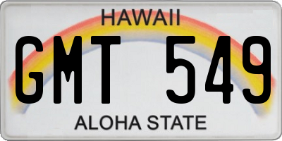 HI license plate GMT549