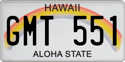 HI license plate GMT551